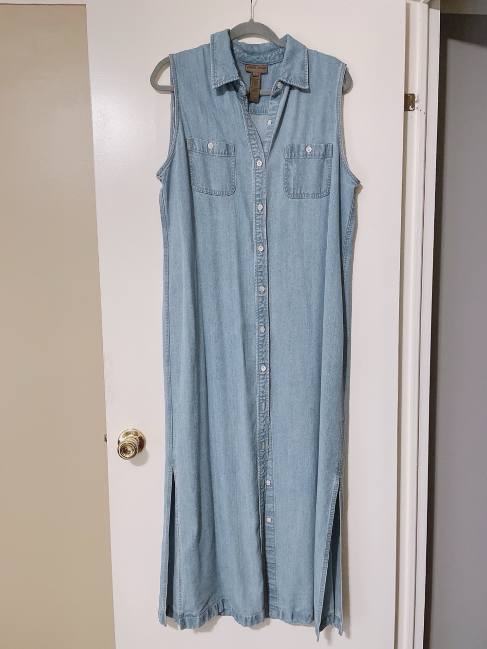 Jones Jeans Sleeveless Duster Button Down Shirt Dress Size 16